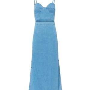 3X1 New Chambray Denim Peekaboo Midi Dress -Size L